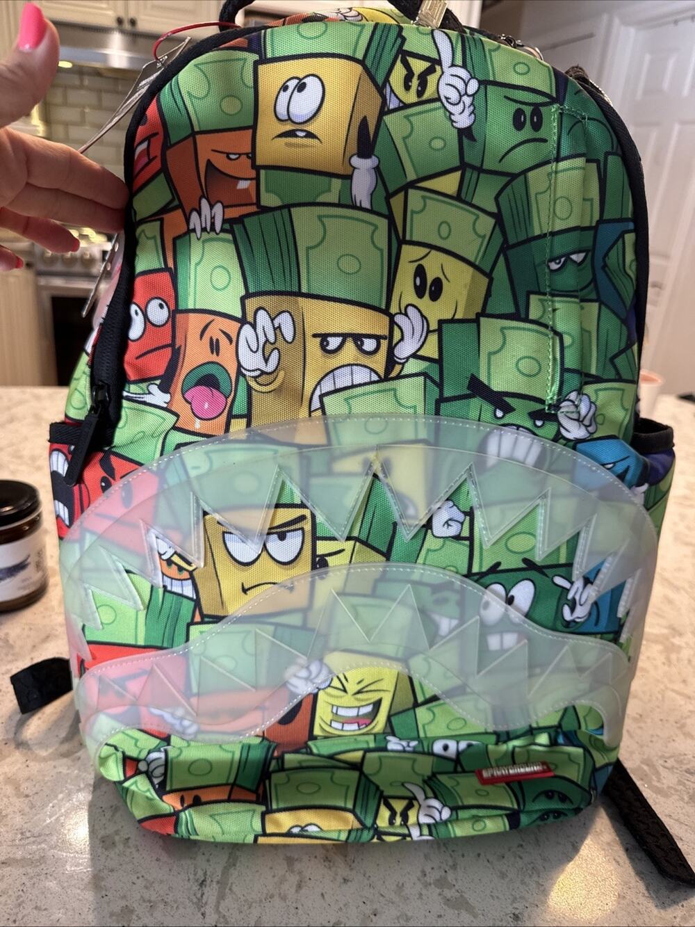 Sprayground Limited Edition money Stack Shark mouth backpack NWT